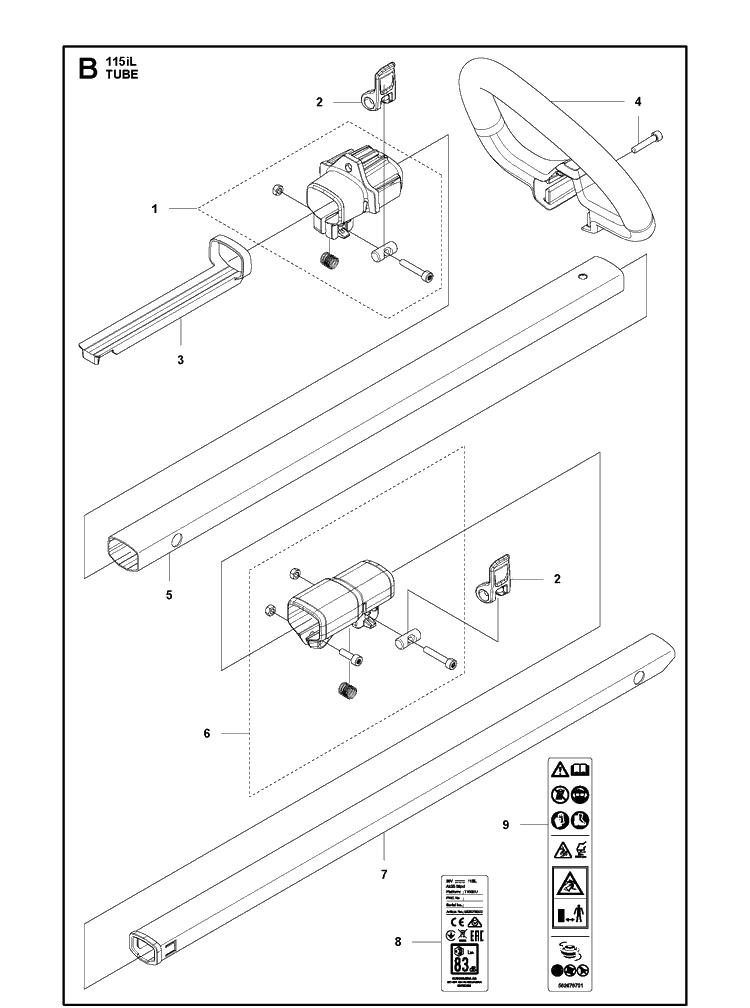 Tube Diagram and Parts List for 115IL (967098801)(20170200001-20175299999) Husqvarna Edger
