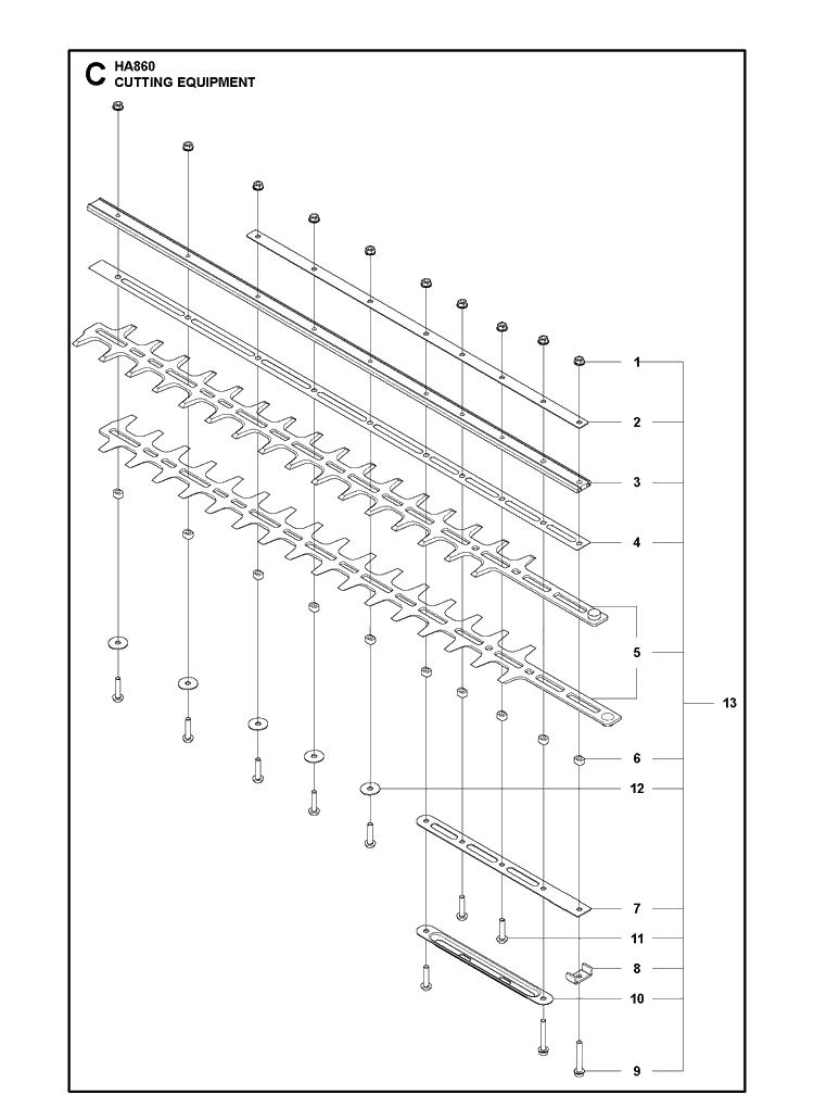 Cutting Equipment Diagram and Parts List for 596316601  Husqvarna Brush Cutter