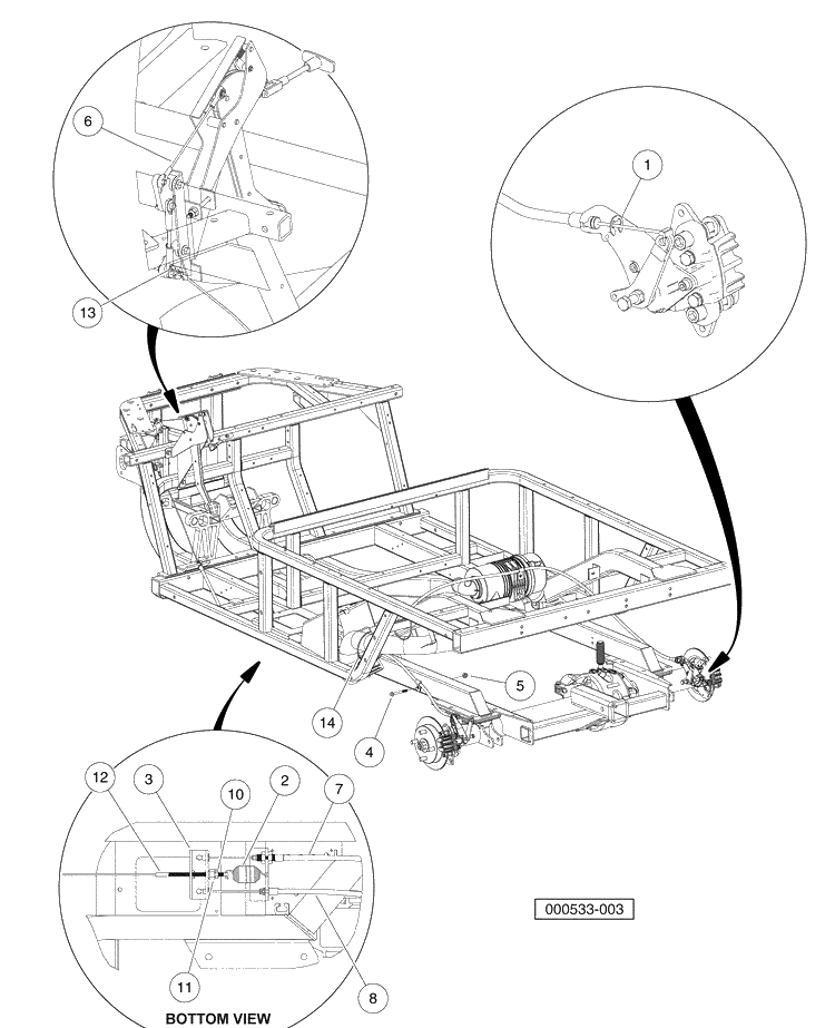 Park Brake Assembly With Bellcrank System Diagram and Parts List for HUV4420G 2006-11 Husqvarna Lawn Tractor