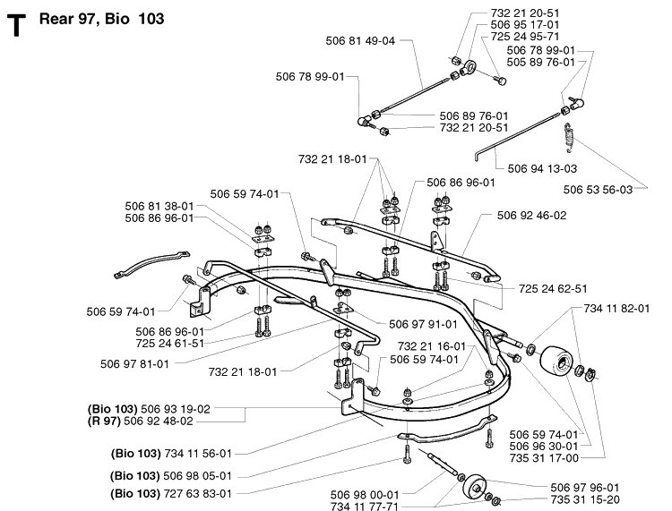 Protection Frame 5 Diagram and Parts List for PR15 2002-02 Husqvarna Lawn Mower
