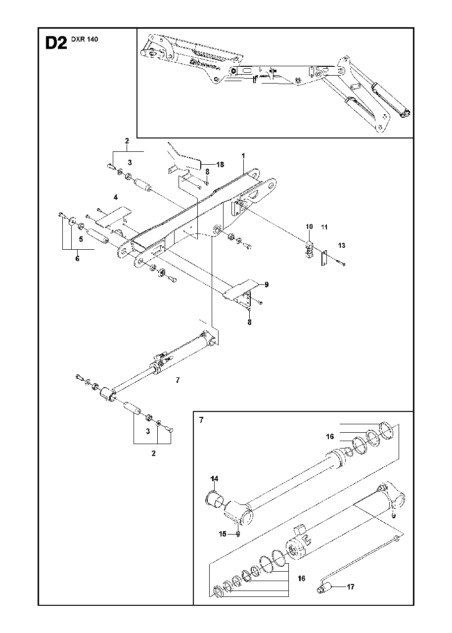 Arm Two Diagram and Parts List for DXR140 (1 & Above)(2013-08) Husqvarna Demolition Hammer