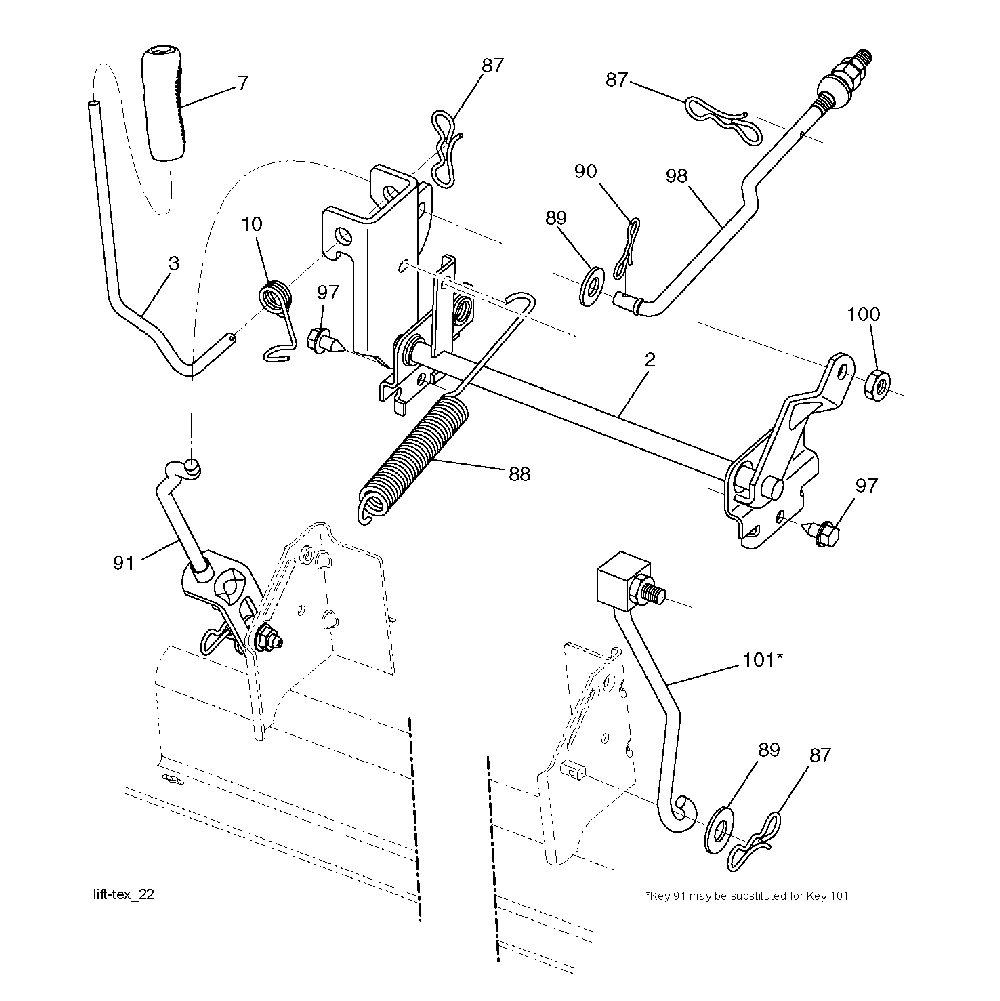 Mower Lift / Deck Lift Diagram and Parts List for YTH200TWIN (96041006402)(2010-01) Husqvarna Lawn Tractor