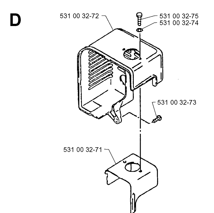 Heat Shield Diagram and Parts List for 140B 19960900001-19974000000 Husqvarna Leaf Blower / Vacuum