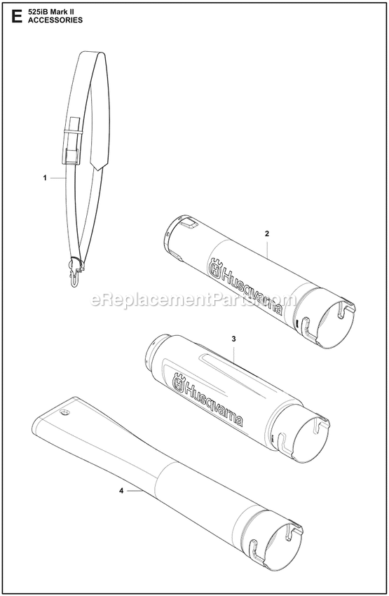 Accessories Diagram and Parts List for 525IBMARKII  Husqvarna Leaf Blower / Vacuum