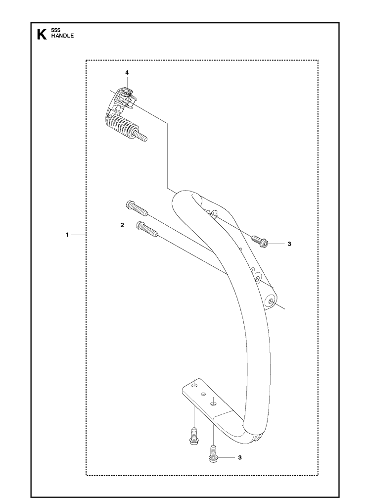 Handle Diagram and Parts List for 555 2011-03 Husqvarna Chainsaw