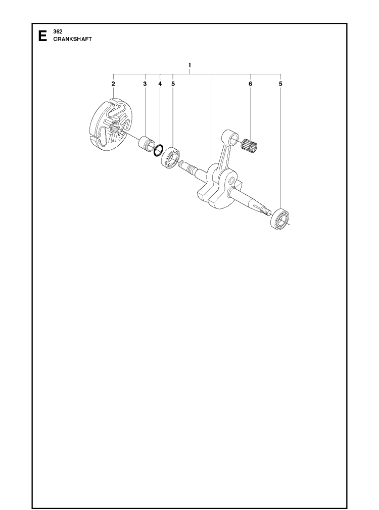 Crankshaft 8 Diagram and Parts List for 362  Husqvarna Chainsaw