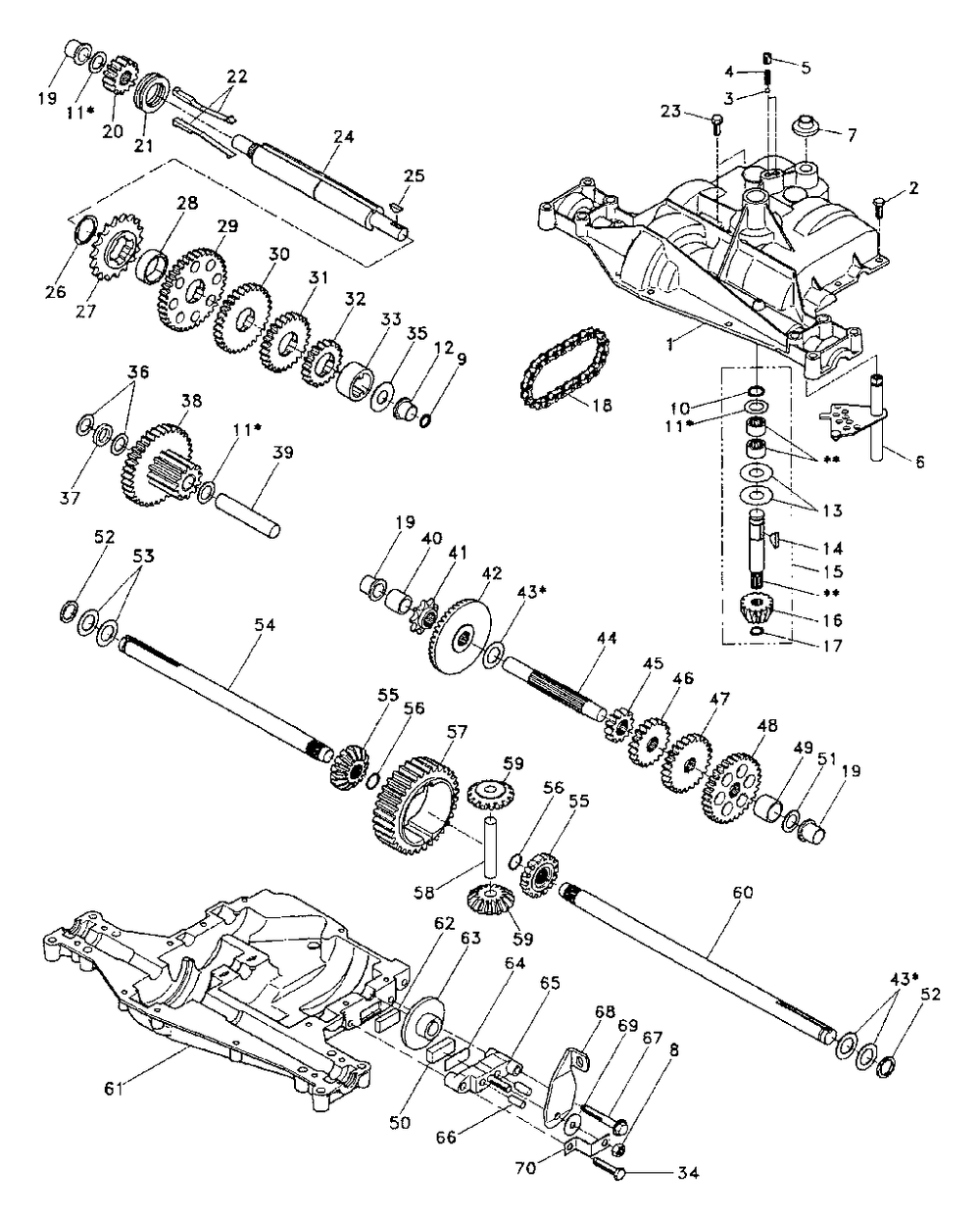 Dana Transaxle Diagram and Parts List for LR12 (954000752-A)(1994-05) Husqvarna Lawn Tractor