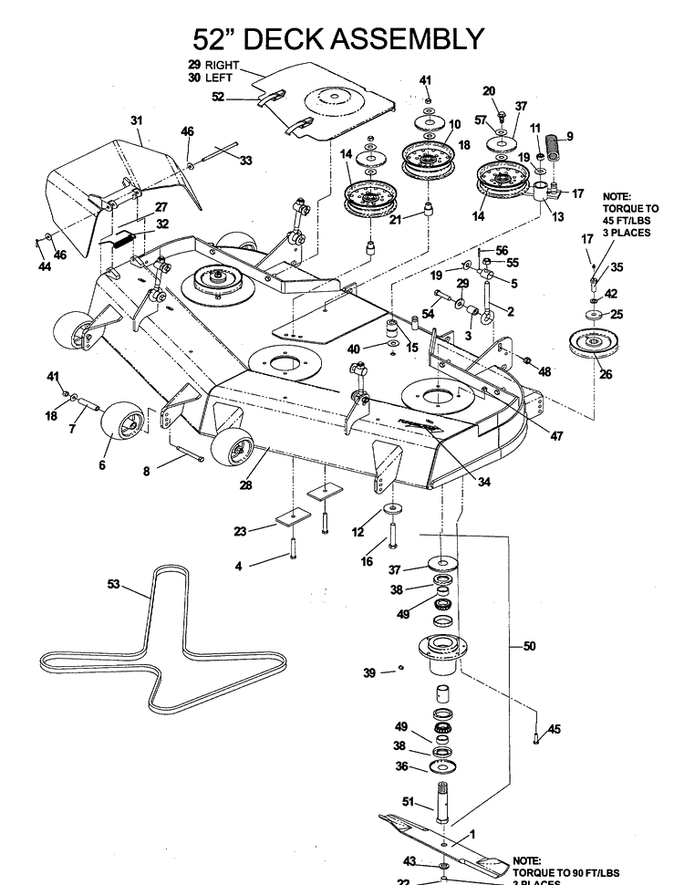 52 Inch/132cm Cutting Deck Diagram and Parts List for IZ5223 (968999526)(2006-08) Husqvarna Lawn Mower