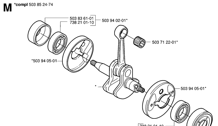 Crankshaft Diagram and Parts List for 326HE4 (X-SERIES)(20033100001-20040100000) Husqvarna Hedge Trimmer