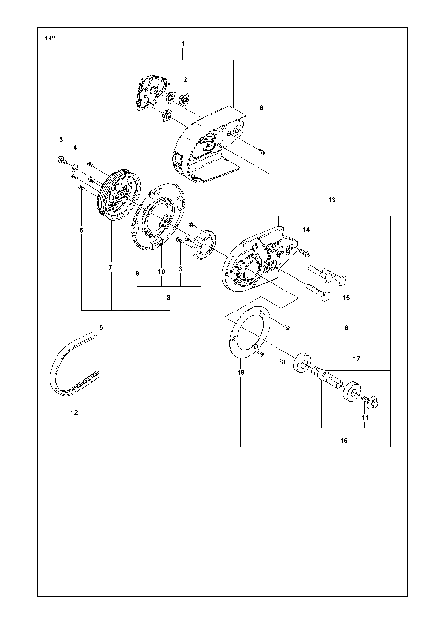 Belt Guard And Pulley Diagram and Parts List for K970III 2016-07 Husqvarna Circular Saw