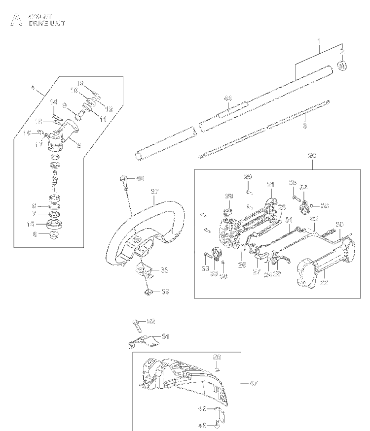 Drive Diagram and Parts List for 426LST 2010-01 Husqvarna Edger
