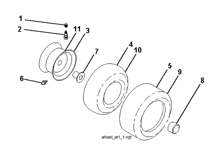 Wheels And Tires Diagram and Parts List for YTH150 (96041002103)(2009-10) Husqvarna Lawn Tractor