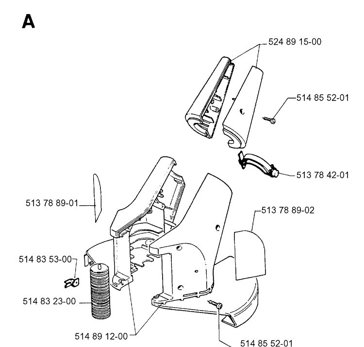 Cover Diagram and Parts List for 19931800001-19953200000  Husqvarna Trimmer