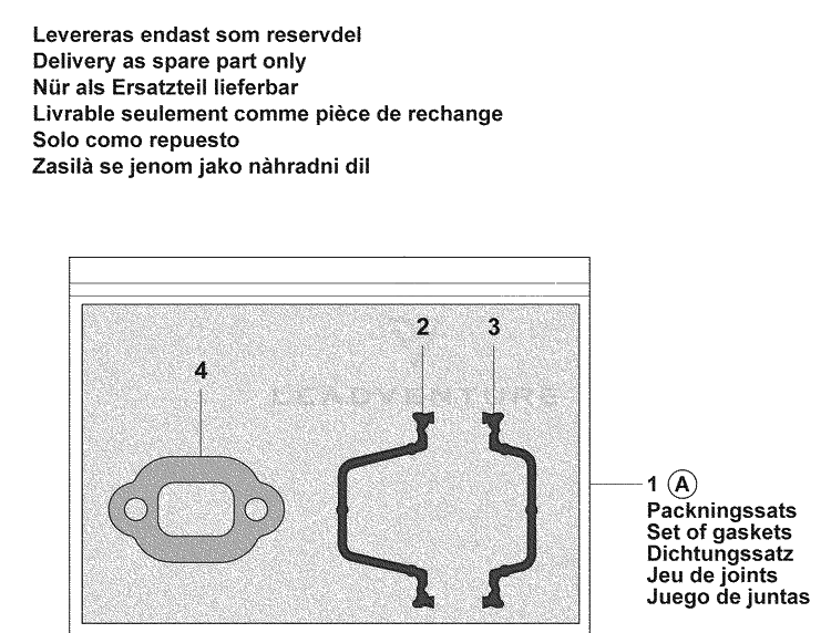 Set Of Gaskets Diagram and Parts List for 450E 2009-02 Husqvarna Chainsaw