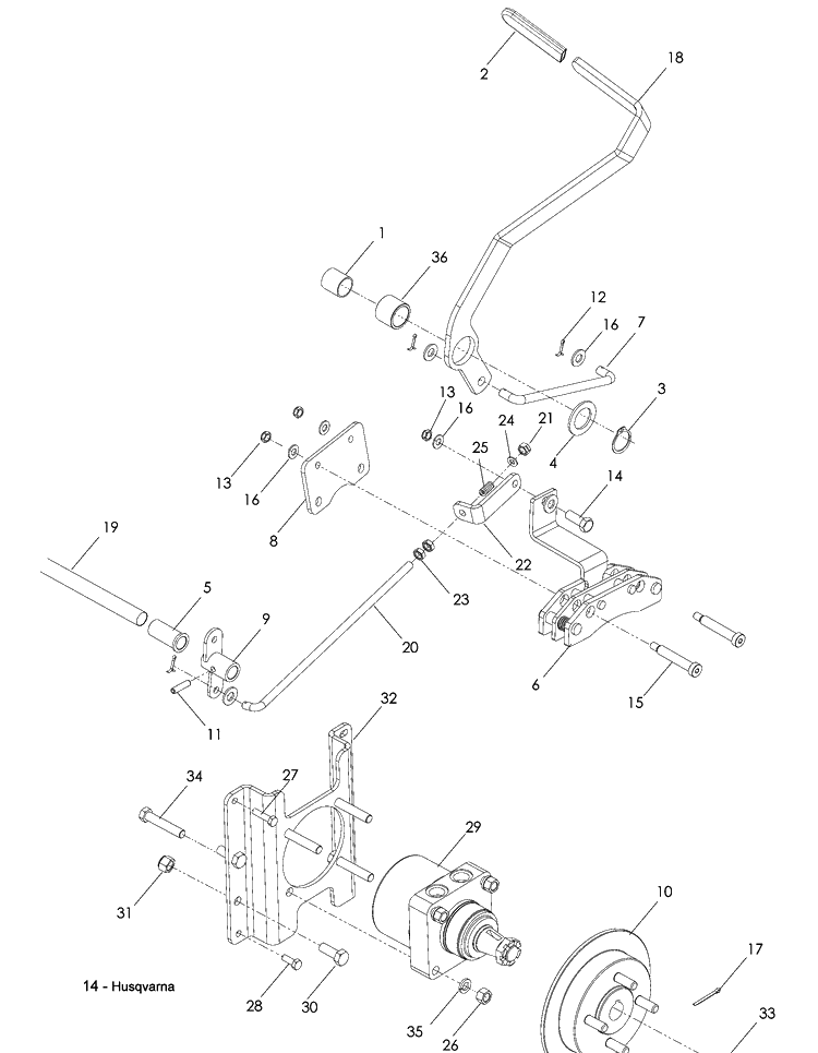 Parking Brake Diagram and Parts List for LZ6130 (968999675)(2008-12) Husqvarna Lawn Mower