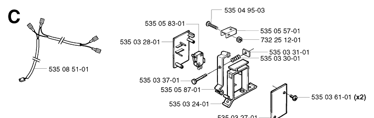 Collision Tower 8 Diagram and Parts List for G1 1998-2003 Husqvarna Lawn Mower