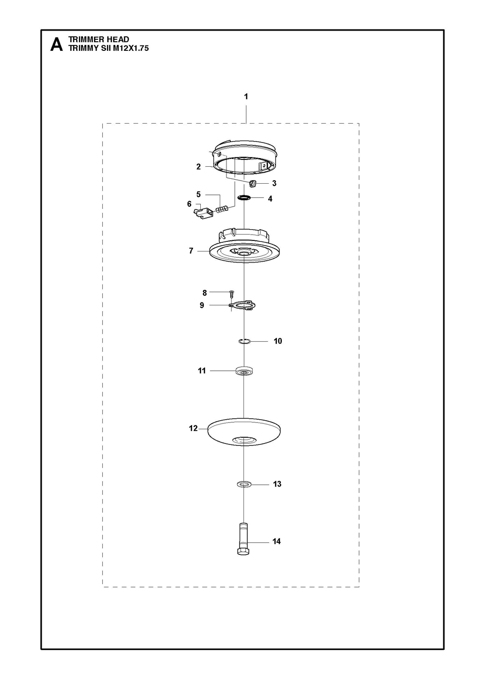 Trimmer Head Diagram and Parts List for TRIMMYSII  Husqvarna Trimmer