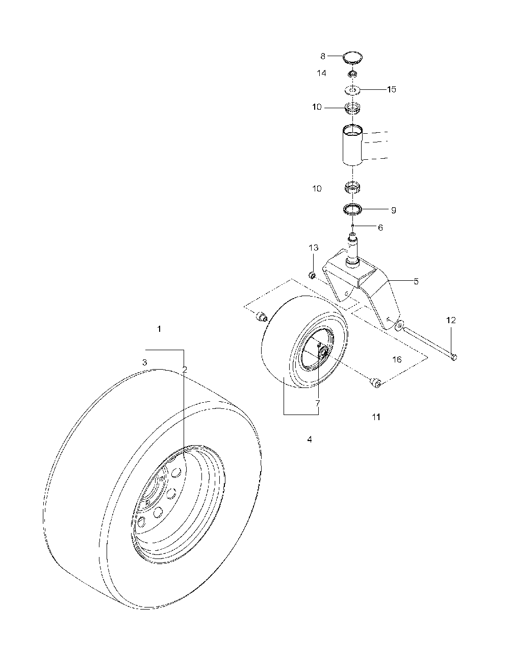 Wheels And Tires Diagram and Parts List for PZ5426FX966060901-00 2009-08 Husqvarna Lawn Tractor