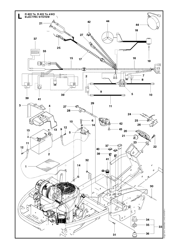 Electrical Diagram and Parts List for R422TSAWD (966632501)(2011-03) Husqvarna Lawn Mower