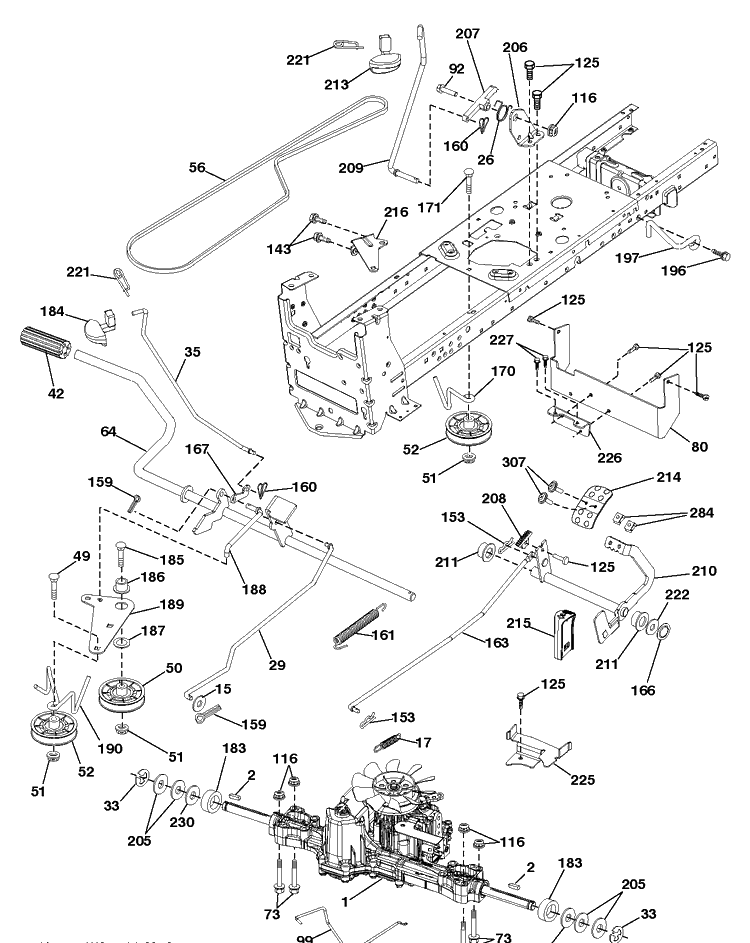 Drive Diagram and Parts List for YT46LS (96043015000)(2012-09) Husqvarna Lawn Tractor