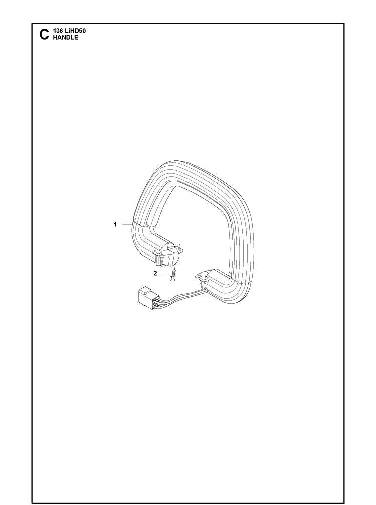 Handle Diagram and Parts List for 136LIHD50  Husqvarna Hedge Trimmer