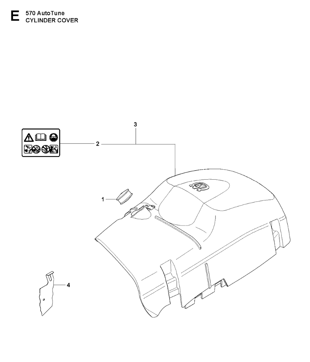 Cylinder Cover Diagram and Parts List for 570AUTOTUNE 20104500001 - 20130900000 Husqvarna Chainsaw