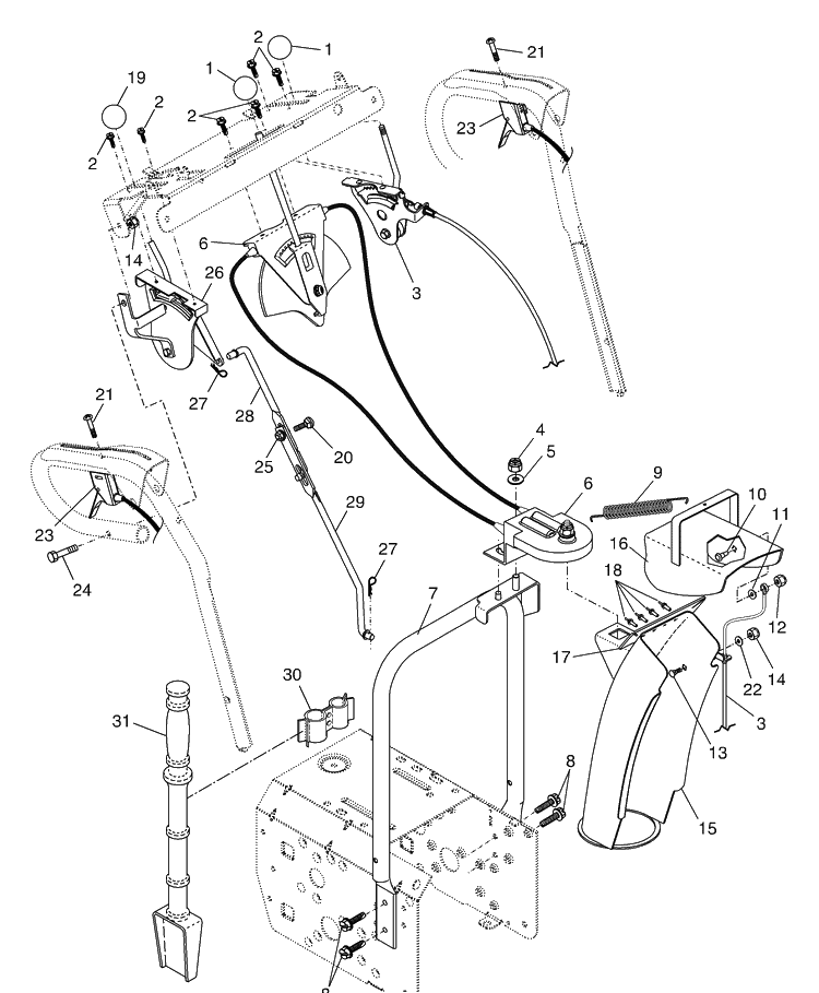 Control Panel / Discharge Chute Diagram and Parts List for 1130 (STE XP)(2004-07) Husqvarna Snow Blower