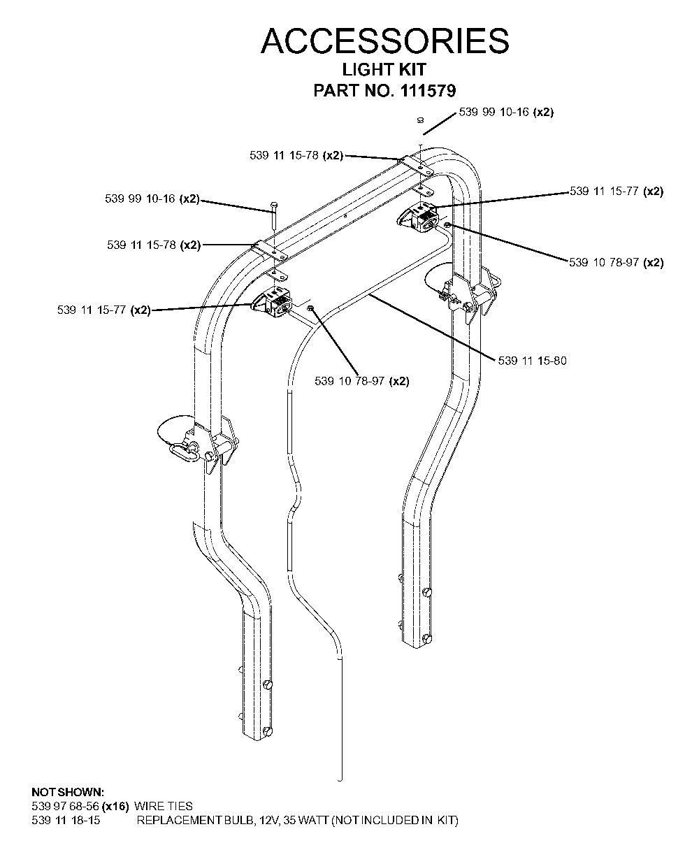 Accessories Diagram and Parts List for IZ5224TLKOA (968999332)(2005-12) Husqvarna Lawn Tractor