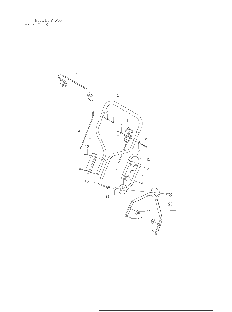 Handle Diagram and Parts List for KLIPPOLB548SE  Husqvarna Lawn Mower
