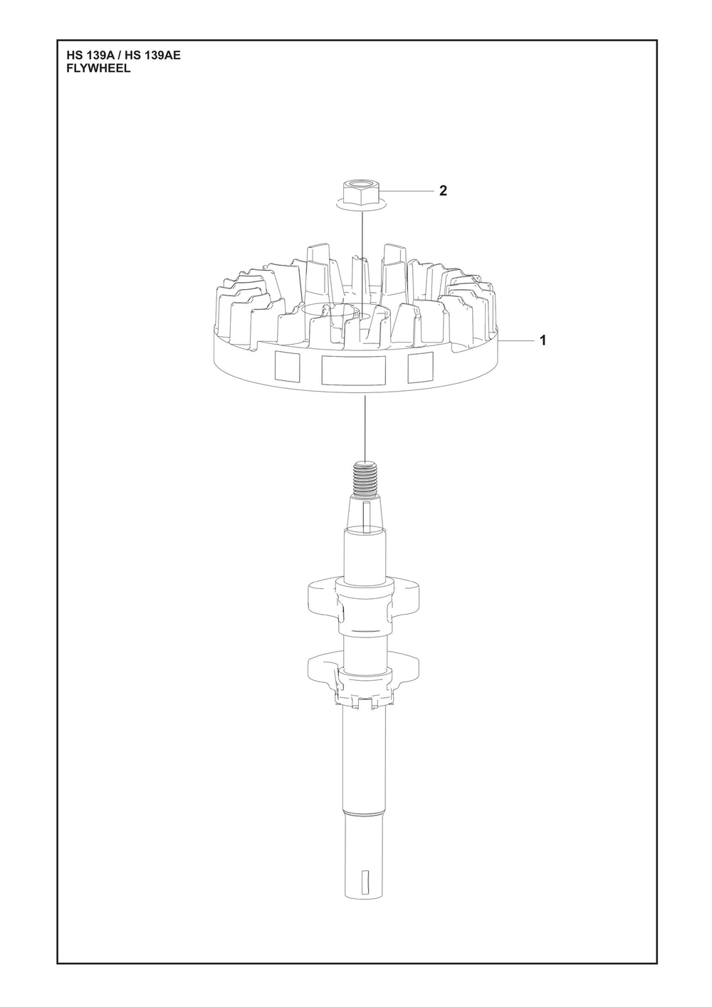 Flywheel Diagram and Parts List for HS139A531450601 HS 139AE 531450801, 531450802 Husqvarna Engine