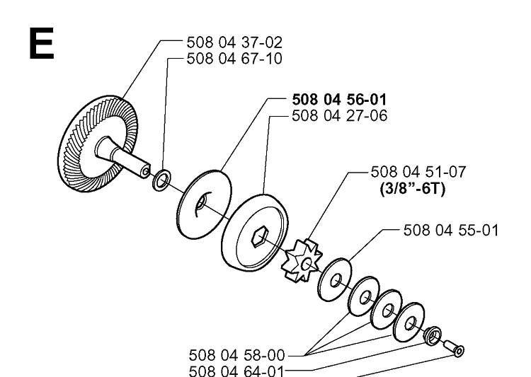 Clutch Diagram and Parts List for 316 20000600001-20030100000 Husqvarna Chainsaw
