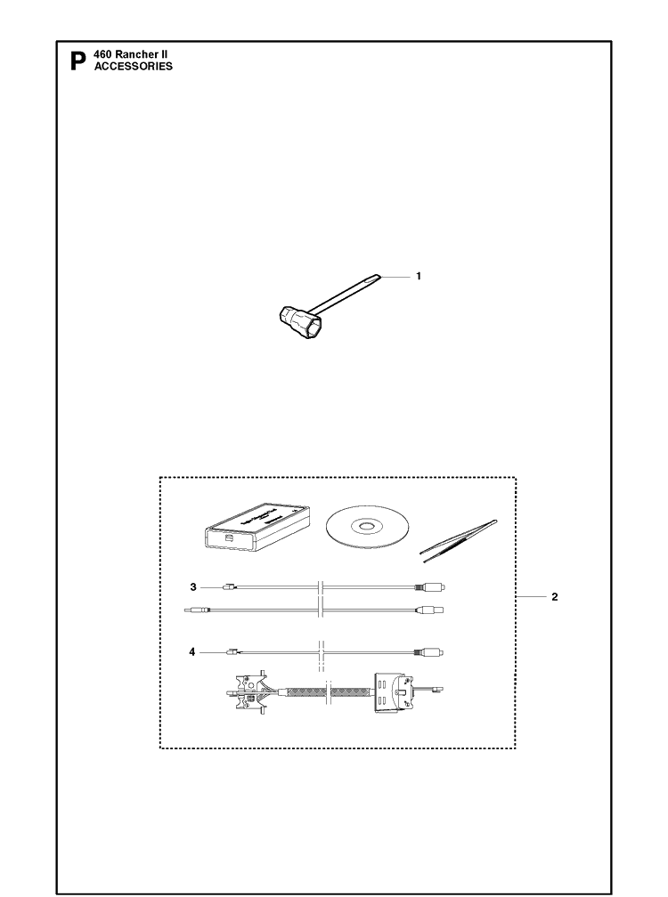 Accessories Diagram and Parts List for 460 RANCHER II Husqvarna Chainsaw