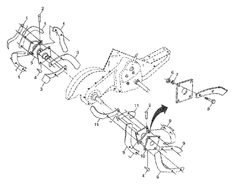 Tine Assembly Diagram and Parts List for 650CRT (954328030-C)(2002-11) Husqvarna Tiller