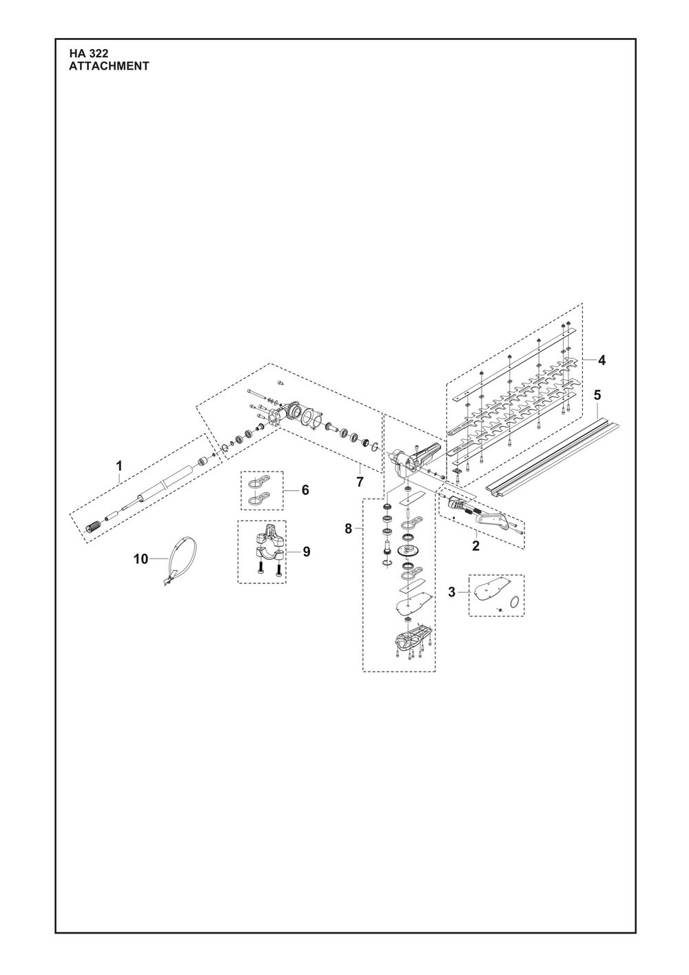 Complete Product Diagram and Parts List for HA322  Husqvarna Trimmer