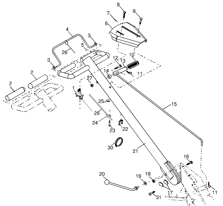 Handle Assembly Diagram and Parts List for 650BRTTA (954329325)(2003-12) Husqvarna Tiller