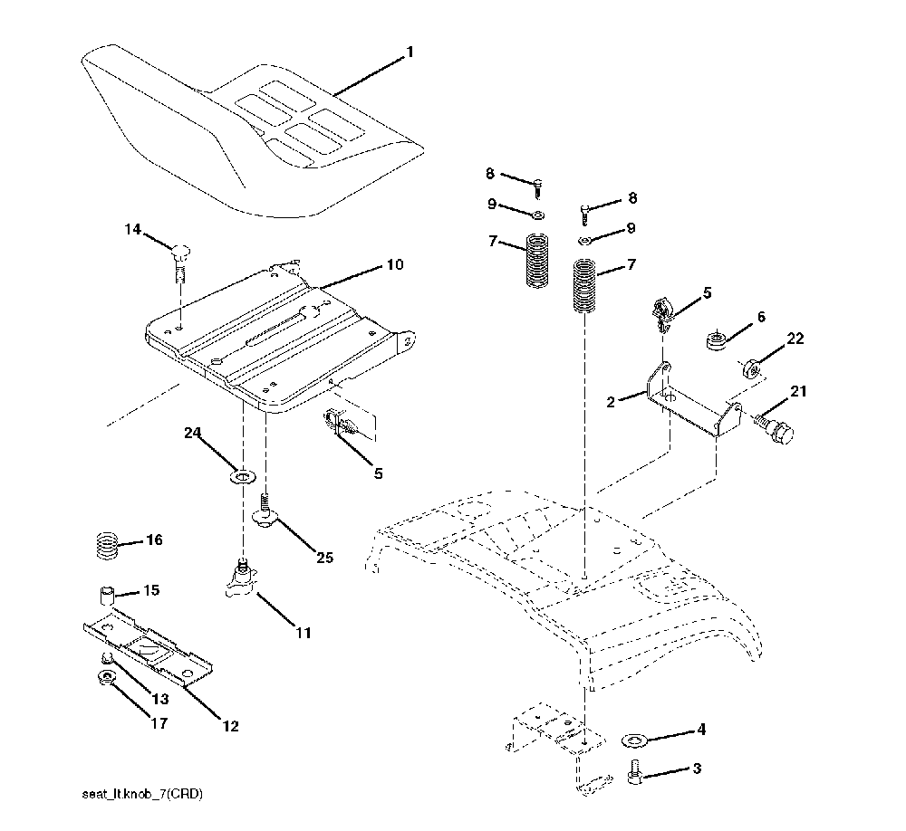 Seat Diagram and Parts List for CTH220TWIN (96061026400)(2010-01) Husqvarna Lawn Tractor