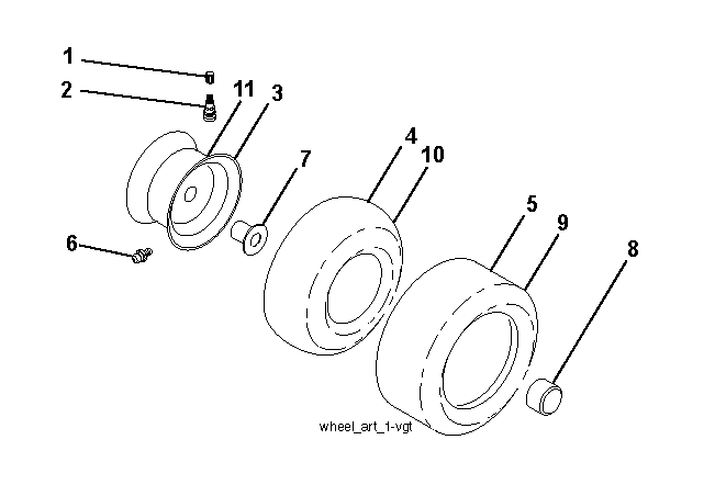 Wheels And Tires Diagram and Parts List for GTH260TWIN (96041004503)(2010-01) Husqvarna Lawn Tractor