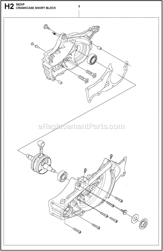 Short Block Diagram and Parts List for 562XPG  Husqvarna Chainsaw