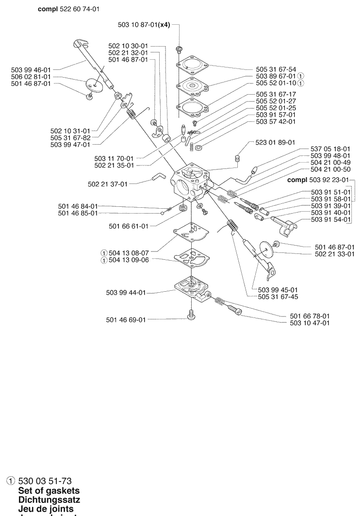 Carb Parts / Wt548a Diagram and Parts List for 235FR 2009-06 Husqvarna Brush Cutter