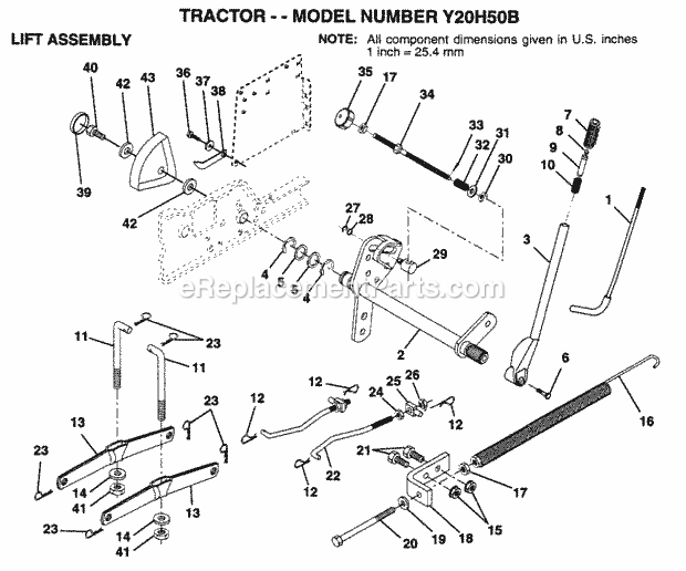 Ground Drive Diagram and Parts List for Y20H50B 1995 Husqvarna Lawn Tractor
