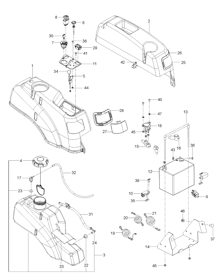 Ignition System Diagram and Parts List for RZ4623 (96667820100)(2010-09) Husqvarna Lawn Mower