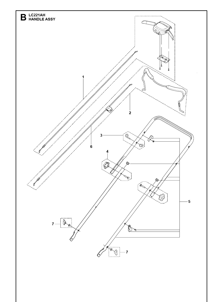 Handle Diagram and Parts List for LC221AH (967992901)(2020-02) Husqvarna Lawn Mower