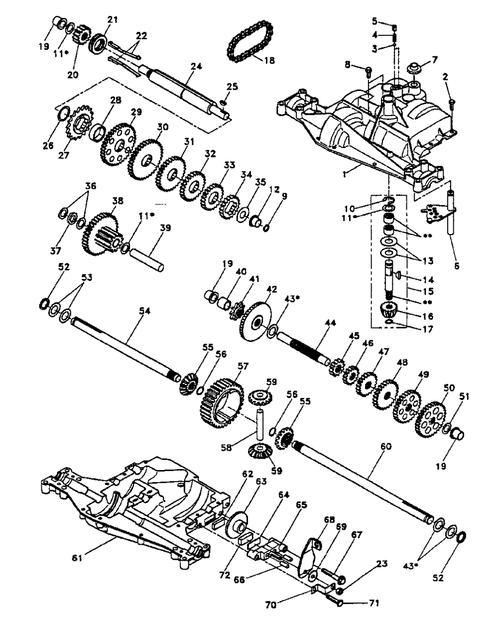 Transaxle Dana Diagram and Parts List for LR12 (954002701-D)(1996-01) Husqvarna Lawn Tractor