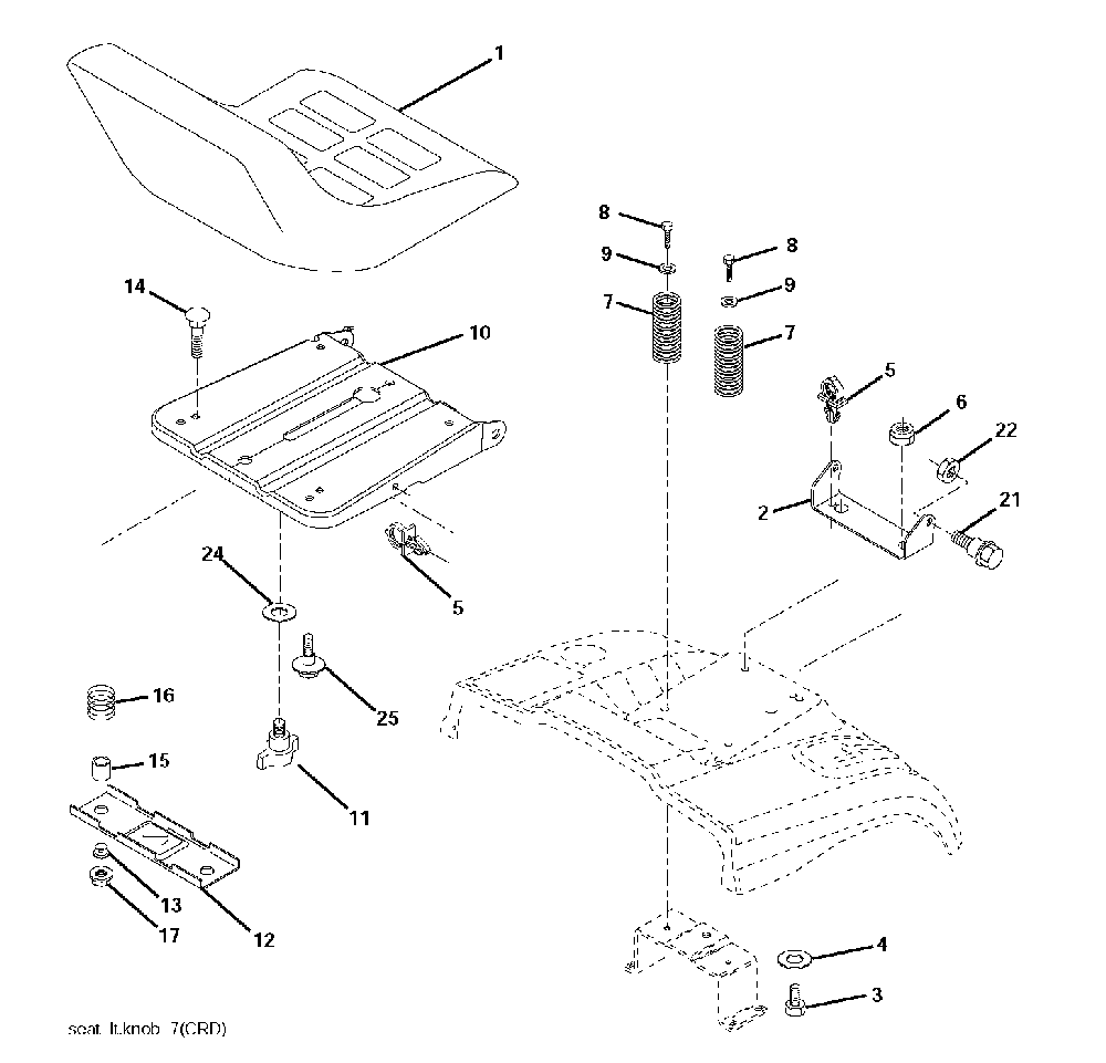 Seat Diagram and Parts List for CTH150 (TWIN, 96061026100)(2010-01) Husqvarna Lawn Tractor