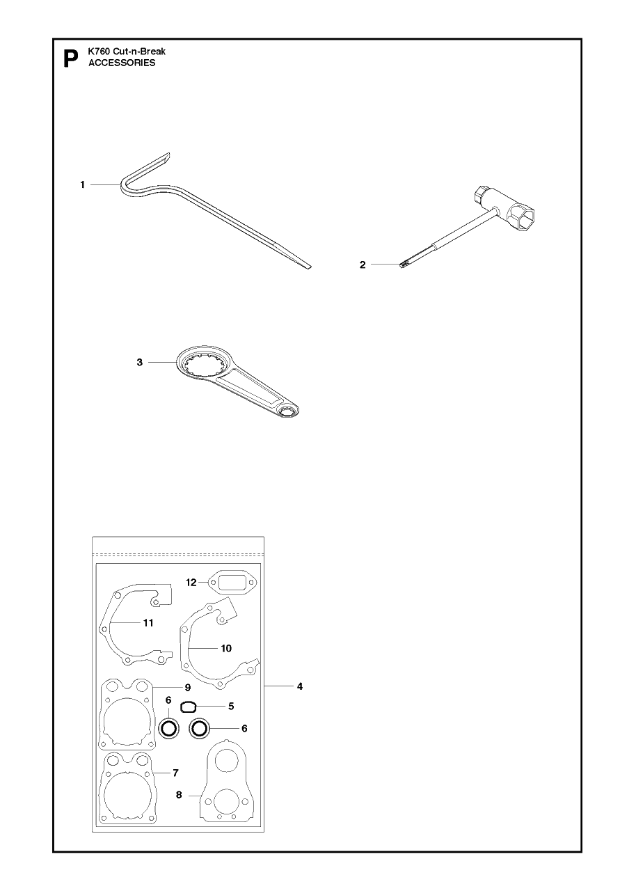 Accessories Diagram and Parts List for K760CUT-N-BREAK 2013-06 Husqvarna Circular Saw