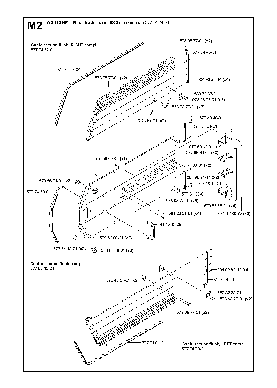 Guards 1000mm Diagram and Parts List for WS482HF (00000001275 - 20134501536)(2012-07) Husqvarna Circular Saw