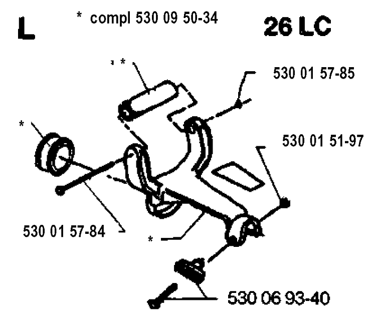 Handle 2 Diagram and Parts List for 26LC 19931800001-Current Husqvarna Edger