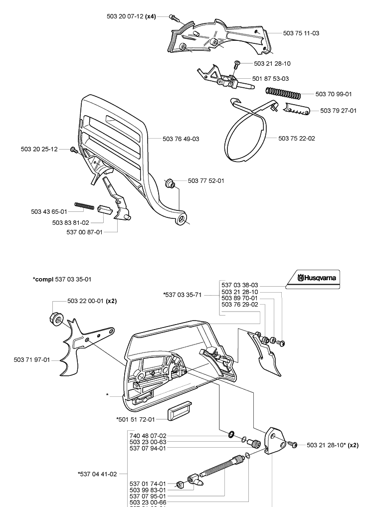 Chain Brake Diagram and Parts List for 362XP 2005-05 Husqvarna Chainsaw