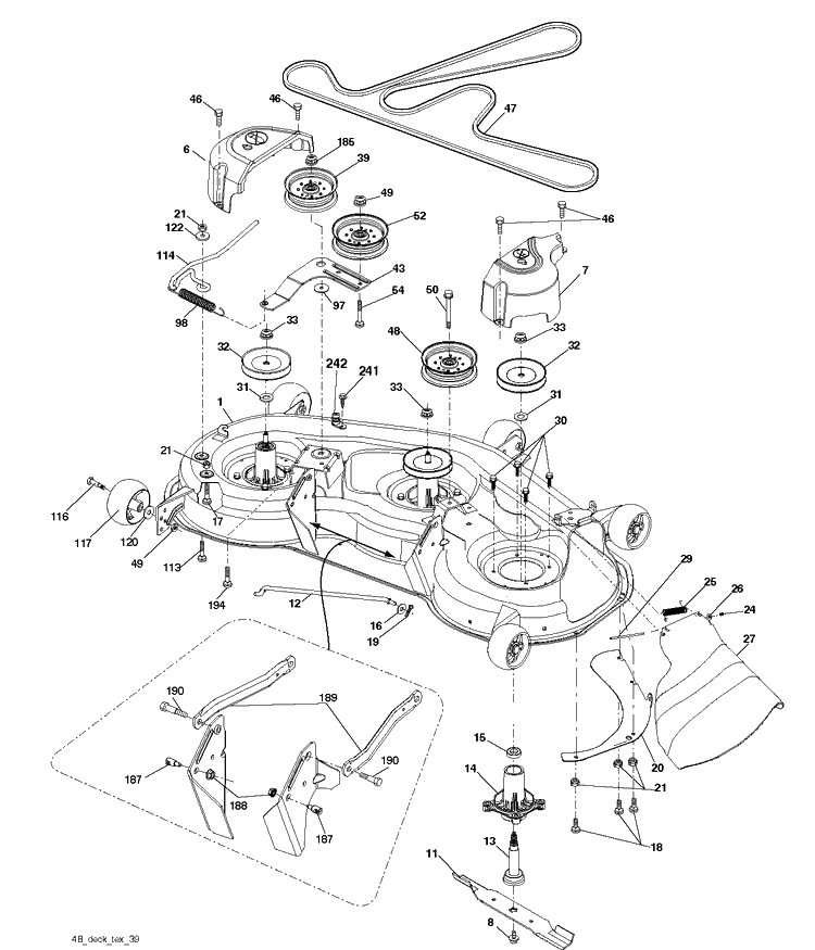 Mower Deck / Cutting Deck Diagram and Parts List for YTH2348-289570 2012-02 Husqvarna Lawn Tractor
