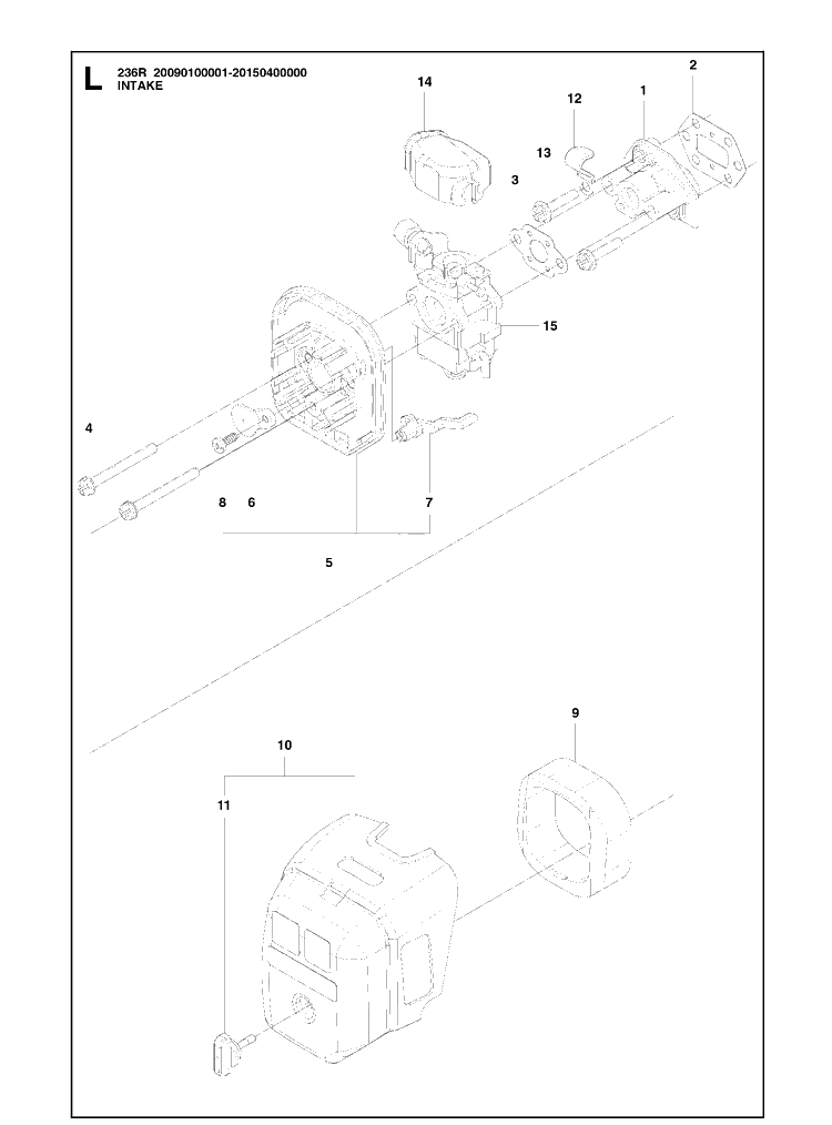 Carburetor And Air Filter Diagram and Parts List for 236R  Husqvarna Brush Cutter